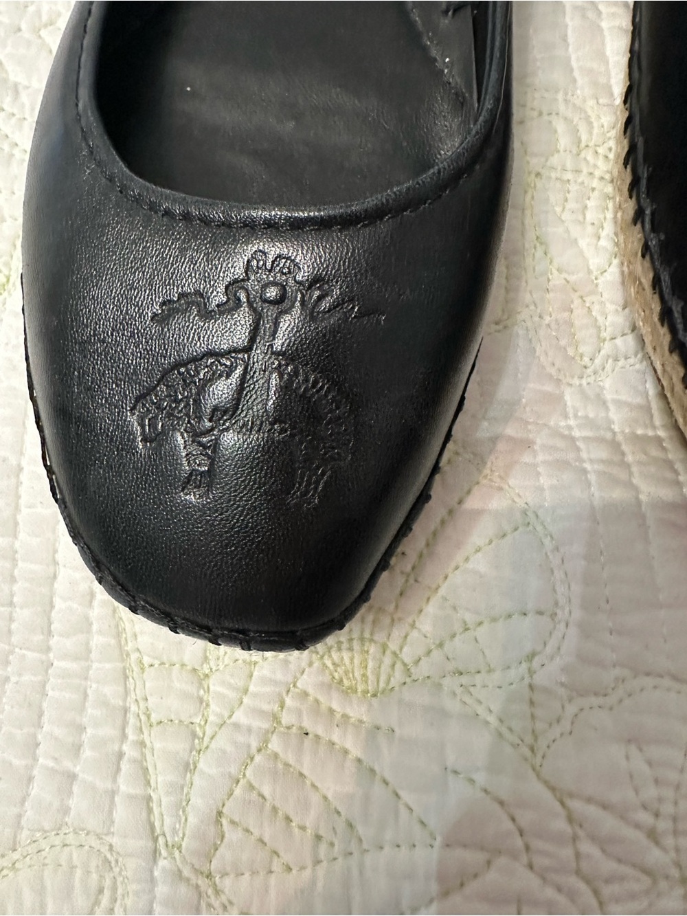 Brooks Brothers Black Genuine Leather Ballet Espadrille Flats - Women's size 7.5 - Picture 5 of 6
